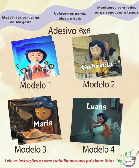 Adesivo Quadrado 6x6-caroline e o Mundo Secreto