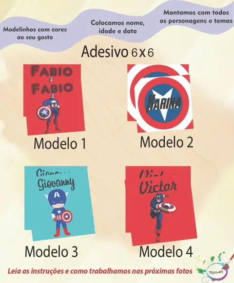 Adesivo Quadrado 6x6-capitão America