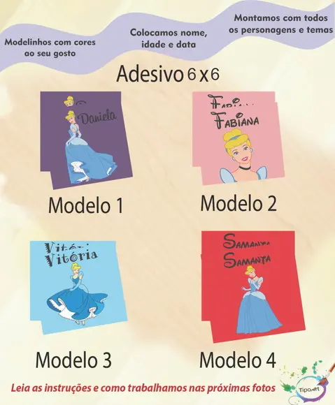 Adesivo Quadrado 6x6-cinderela