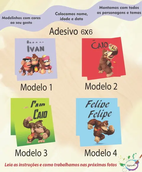 Adesivo Quadrado 6x6-donkey Kong