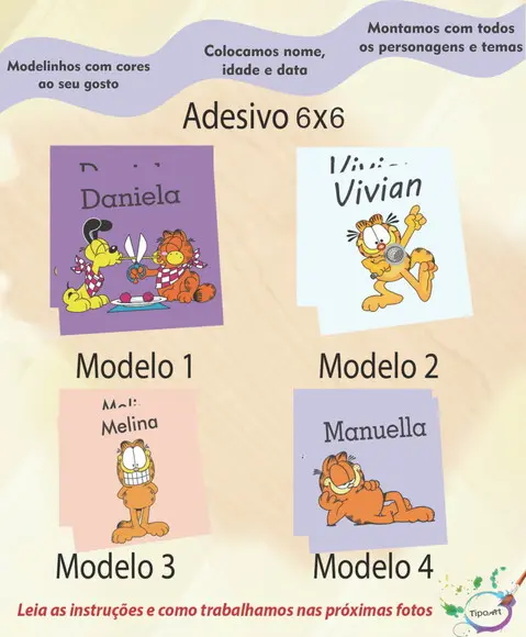Adesivo Quadrado 6x6-garfield