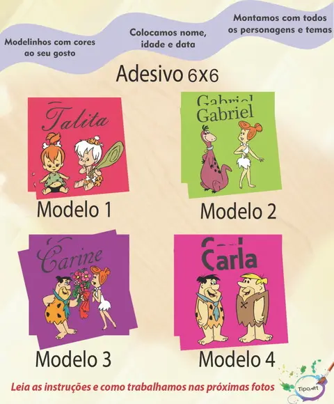 Adesivo Quadrado 6x6-fred Flintstone