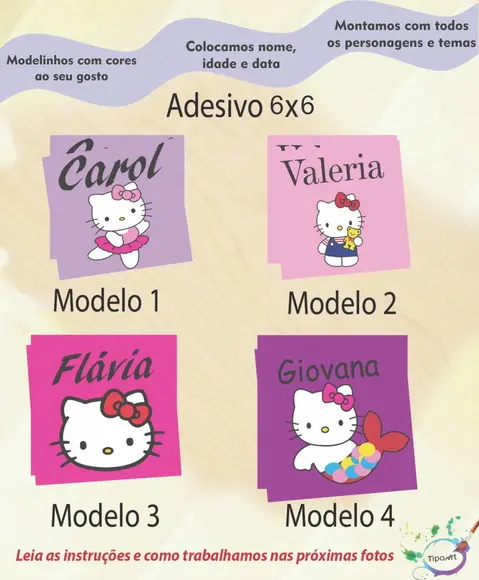 Adesivo Quadrado 6x6-hello Kitty