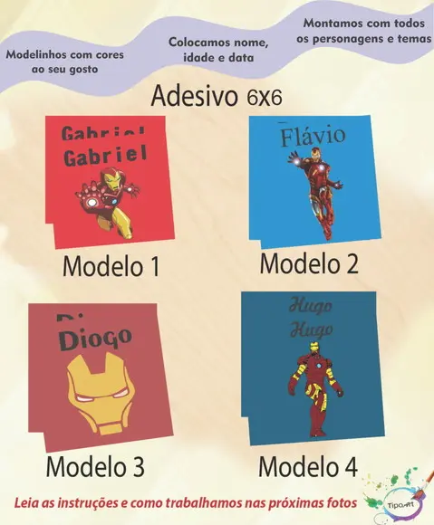 Adesivo Quadrado 6x6-homem de Ferro
