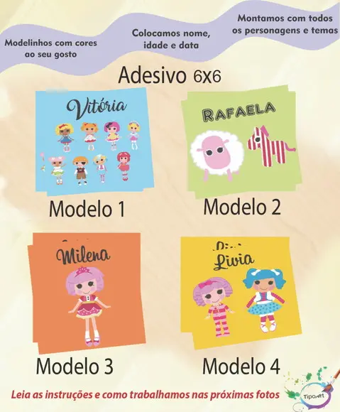 Adesivo Quadrado 6x6-lalaloopsy
