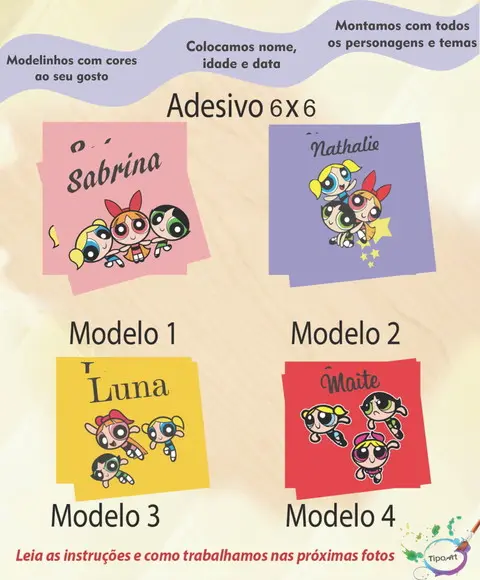 Adesivo Quadrado 6x6-meninas Poderosas
