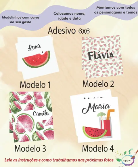 Adesivo Quadrado 6x6-melancia