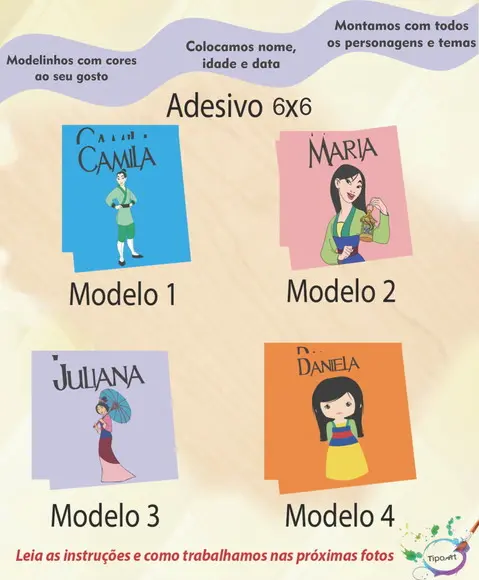 Adesivo Quadrado 6x6-mulan
