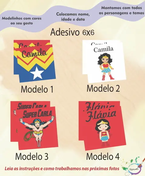 Adesivo Quadrado 6x6-mulher Maravilha