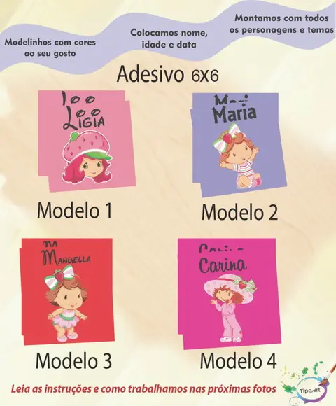 Adesivo Quadrado 6x6-moranguinho