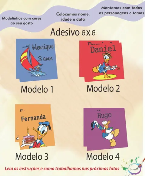 Adesivo Quadrado 6x6-pato Donald
