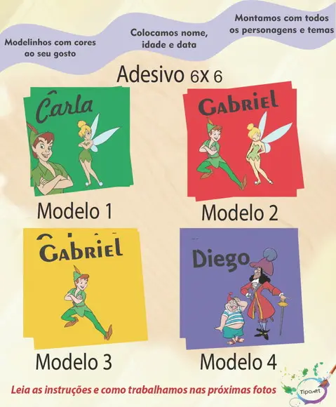 Adesivo Quadrado 6x6-peter Pan
