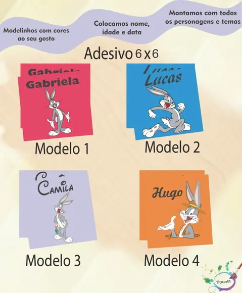 Adesivo Quadrado 6x6-pernalonga