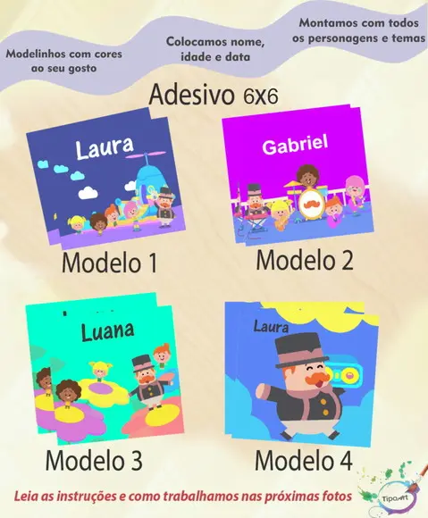 Adesivo Quadrado 6x6-radio Bita