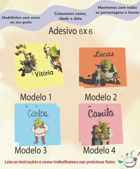 Adesivo Quadrado 6x6-shrek