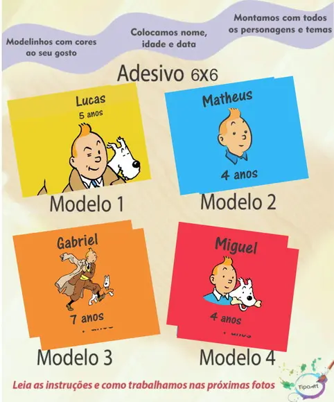 Adesivo Quadrado 6x6-tintim