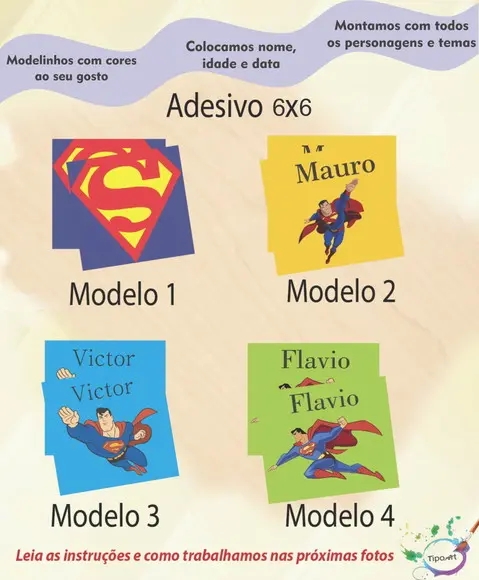 Adesivo Quadrado 6x6-super Homem