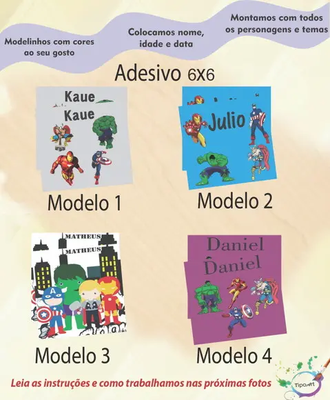 Adesivo Quadrado 6x6-vingadores