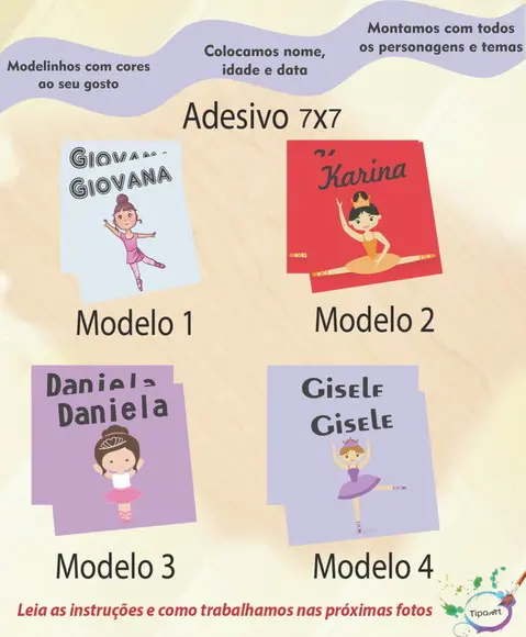 Adesivo Quadrado 7x7-bailarina