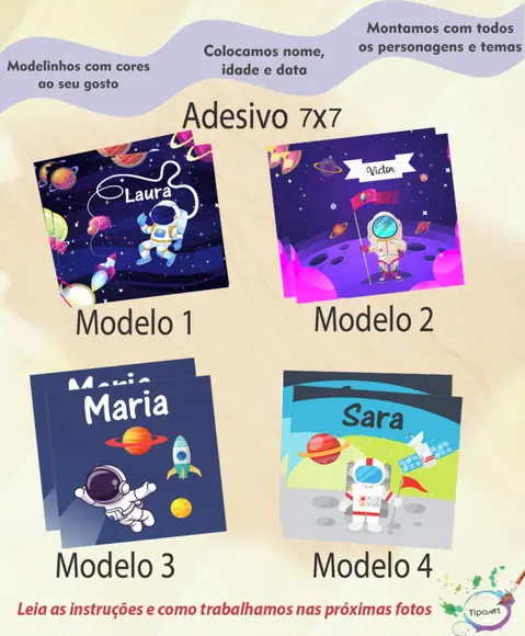 Adesivo Quadrado 7x7-astronauta
