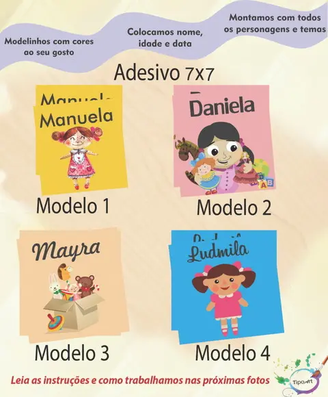 Adesivo Quadrado 7x7-boneca