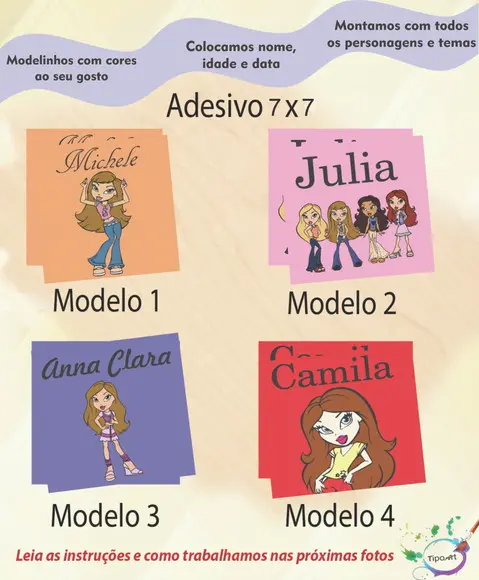 Adesivo Quadrado 7x7-bratz