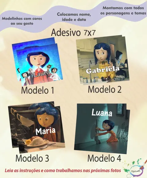 Adesivo Quadrado 7x7-caroline e o Mundo Secreto