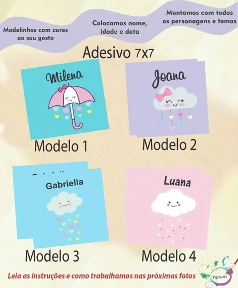 Adesivo Quadrado 7x7-chuva de Amor