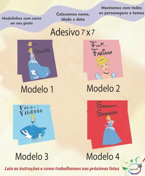 Adesivo Quadrado 7x7-cinderela