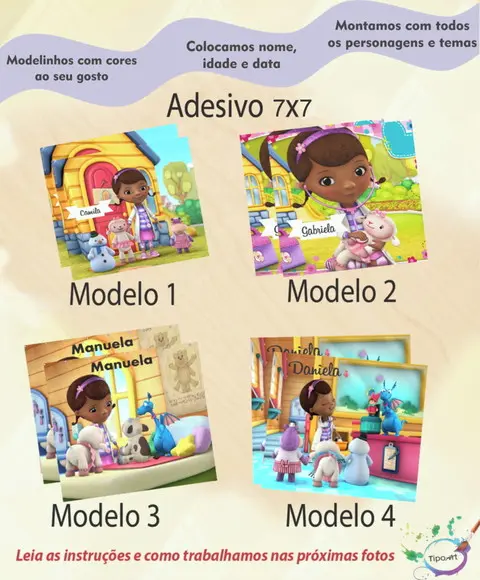 Adesivo Quadrado 7x7-doutora Brinquedos