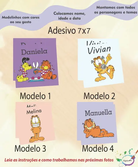 Adesivo Quadrado 7x7-garfield