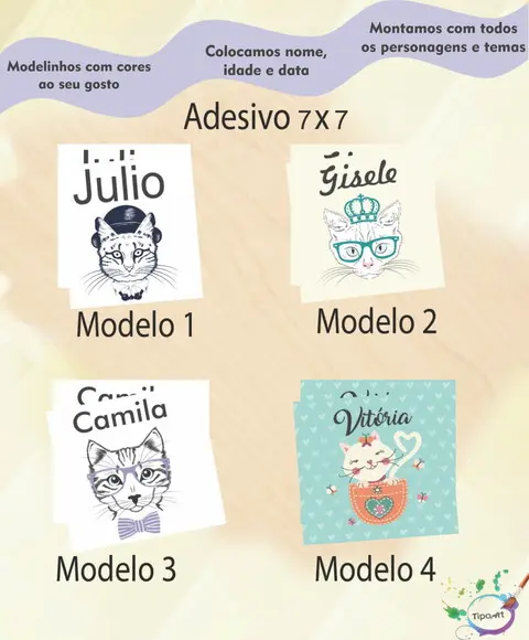 Adesivo Quadrado 7x7-gatinho