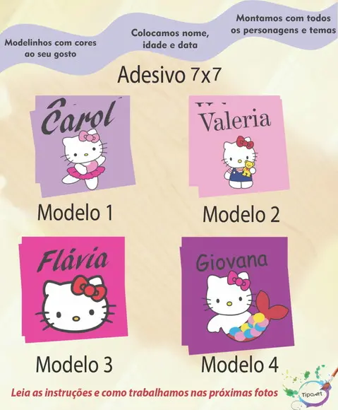 Adesivo Quadrado 7x7-hello Kitty