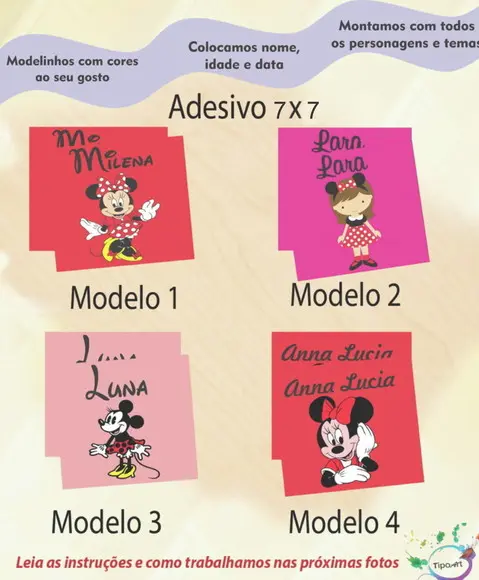 Adesivo Quadrado 7x7-minnie