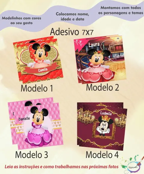 Adesivo Quadrado 7x7-minnie Realeza