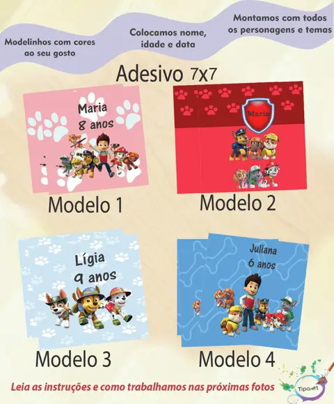 Adesivo Quadrado 7x7-patrulha Canina