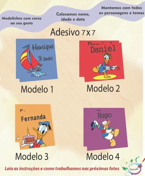 Adesivo Quadrado 7x7-pato Donald