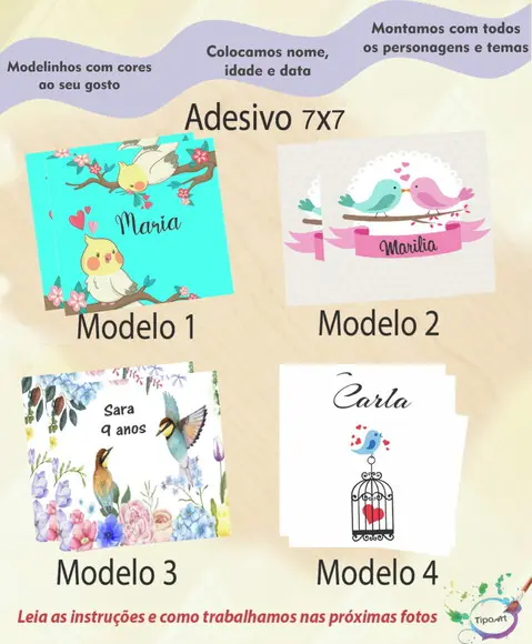 Adesivo Quadrado 7x7-passarinho
