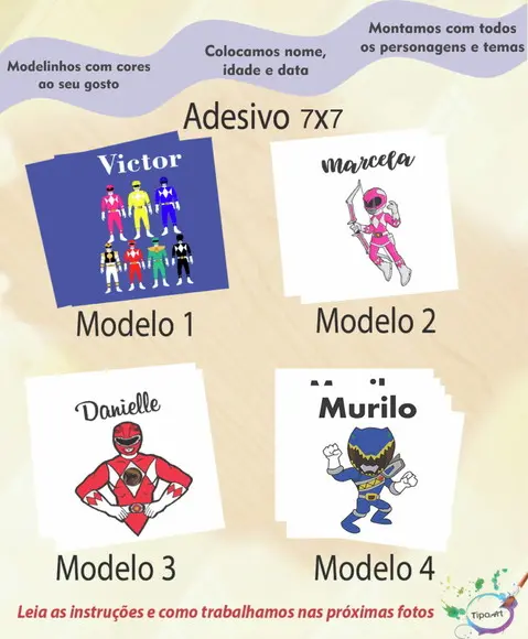 Adesivo Quadrado 7x7-pawer Ranger