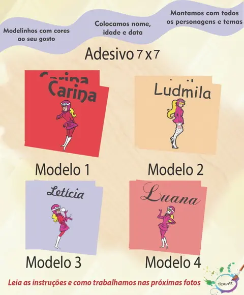 Adesivo Quadrado 7x7-penelope Charmosa