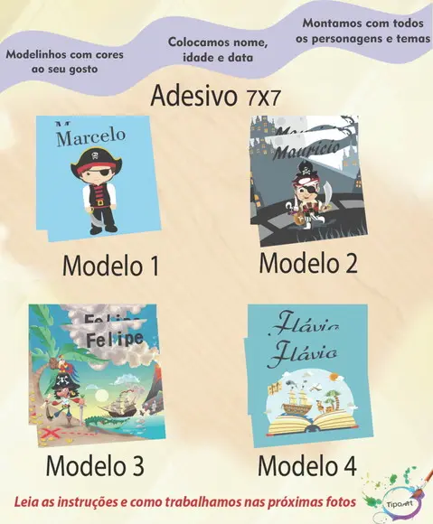 Adesivo Quadrado 7x7-pirata