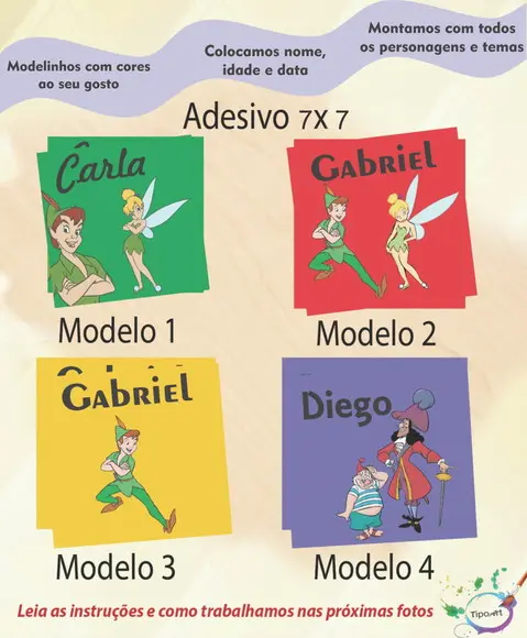 Adesivo Quadrado 7x7-peter Pan