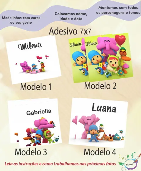 Adesivo Quadrado 7x7-pocoyo