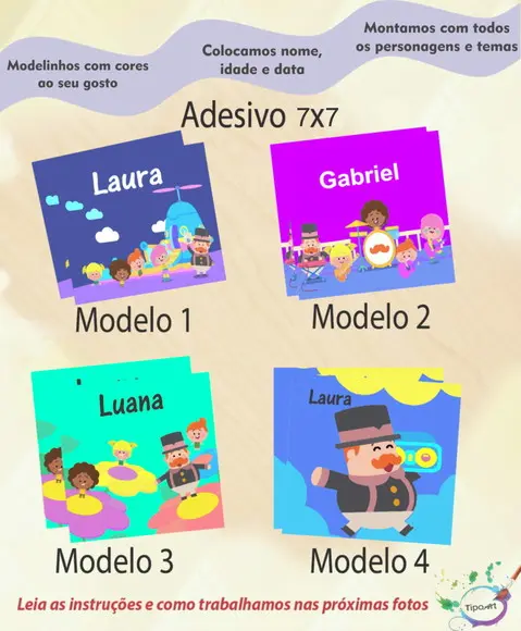 Adesivo Quadrado 7x7-radio Bita