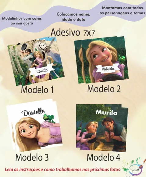 Adesivo Quadrado 7x7-rapunzel