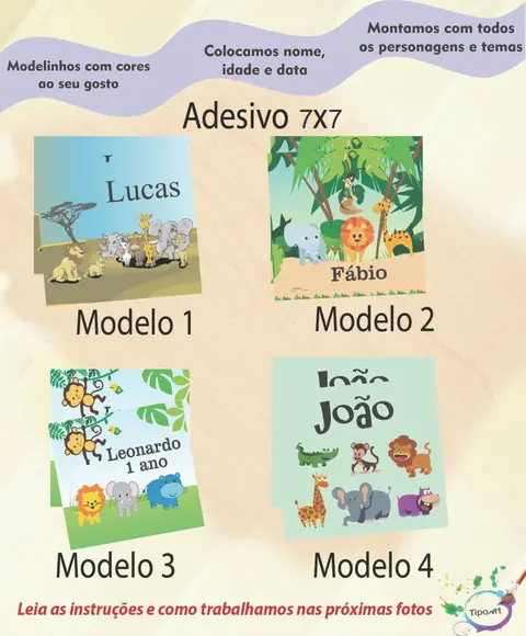 Adesivo Quadrado 7x7-safari