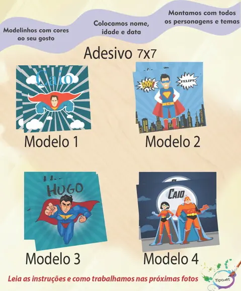 Adesivo Quadrado 7x7-super Herói