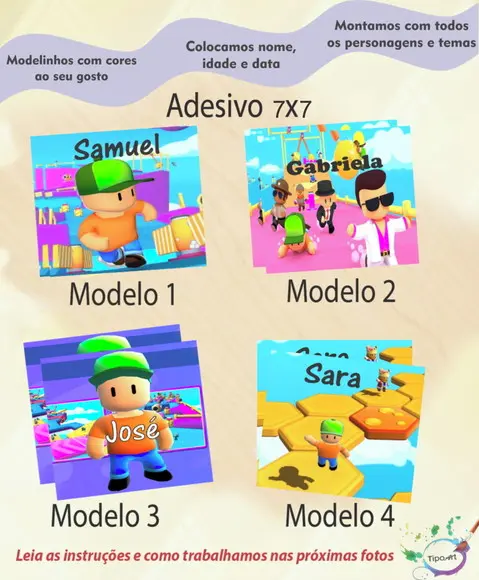 Adesivo Quadrado 7x7-stumble Guys