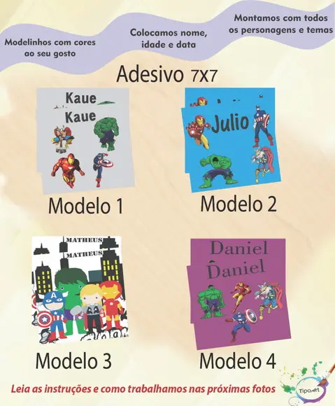 Adesivo Quadrado 7x7-vingadores