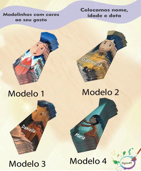 Adesivo(formato Gravata)-caroline e o Mundo Secreto